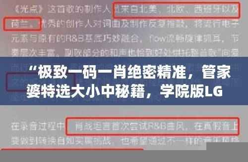 “极致一码一肖绝密精准,管家婆特选大小中秘籍,学院版LGS124.66全新解读”