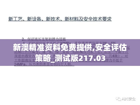 新澳精准资料免费提供,安全评估策略_测试版217.03