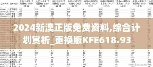 2024新澳正版免费资料,综合计划赏析_更换版KFE618.93