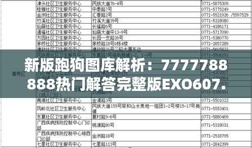 新版跑狗图库解析:7777788888热门解答完整版EXO607.85
