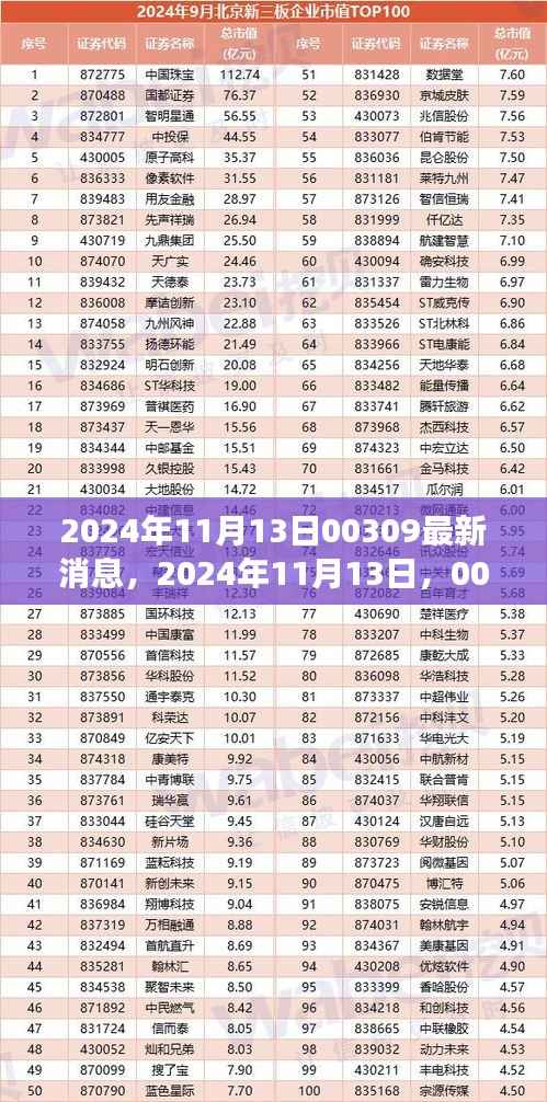 揭秘行业内幕,最新消息与洞察,关于代码00309在2024年11月的发展动向分析