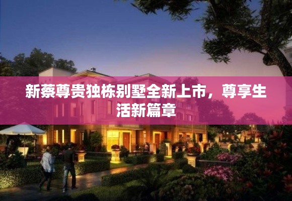 新蔡尊贵独栋别墅全新上市,尊享生活新篇章