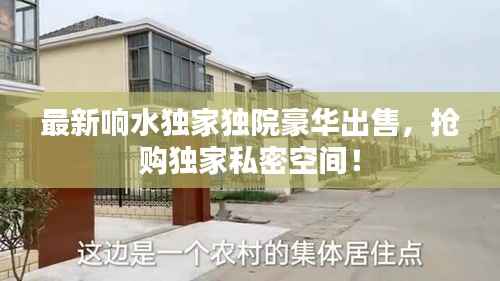 最新响水独家独院豪华出售,抢购独家私密空间!